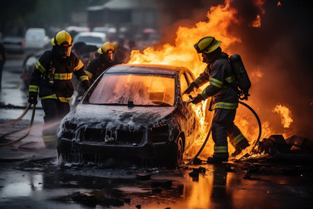 Fireman's Training: Effective Extinguishing. Generative AIの素材