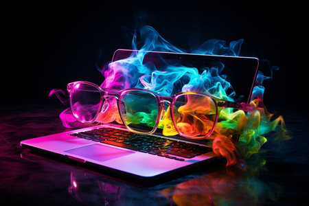 Subtle Laptop Shine. Generative AIの素材