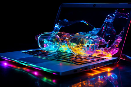 Enigmatic Laptop Display. Generative AIの素材