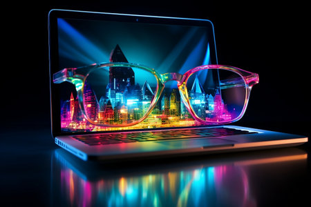 Elegant Laptop Glow. Generative AIの素材