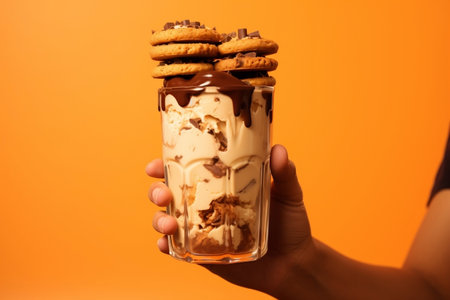 A Hand's Tender Grasp of a Milkshake Glassの素材