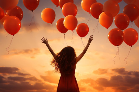 Euphoric Summer Delight with Balloons. Generative AIの素材