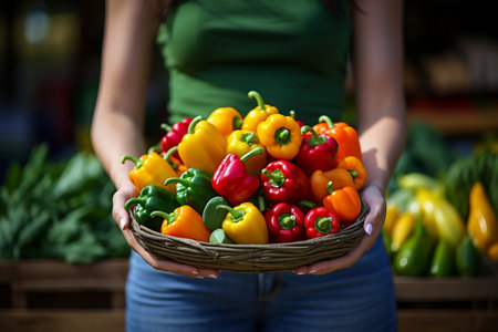Close Up of Hand Holding Vegetable Basketの素材