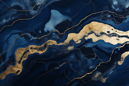 Marbling Magic Abstract Rendition of Blue and Gold Marbleの素材