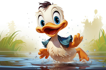 Duck Engaging in Play Realistic Visualizationの素材