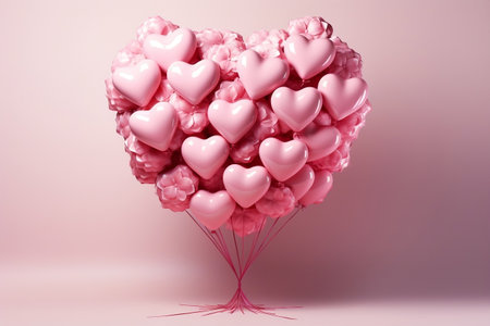 Formation of a Rose Bouquet with Pink Heart Balloonsの素材