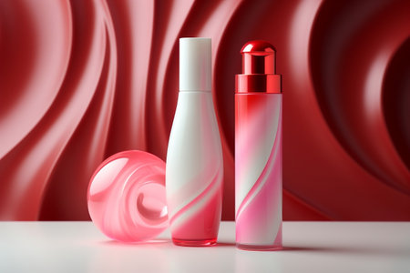 Masterfully Executed Hyper Realistic White Skincare Bottle and Lotionの素材