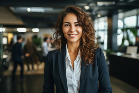 Confident Female Professional Wearing Suit Smiling in Officeの素材