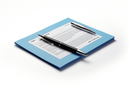 White Background PNG Black Pen Placed on an Isolated Form Documentの素材