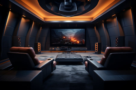 Frontal Shot of Residential Cinema Systemの素材