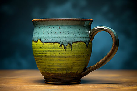 Profile View of a Green Coffee Mugの素材