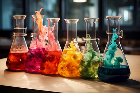 A Closer Look at Filled Chemical Beakersの素材