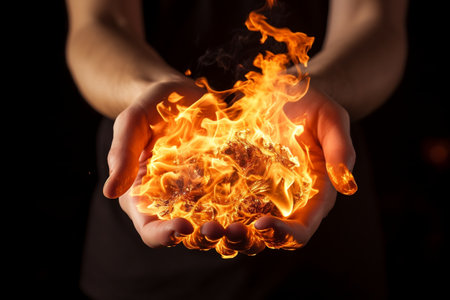 Hand Holding a Burning Heartの素材