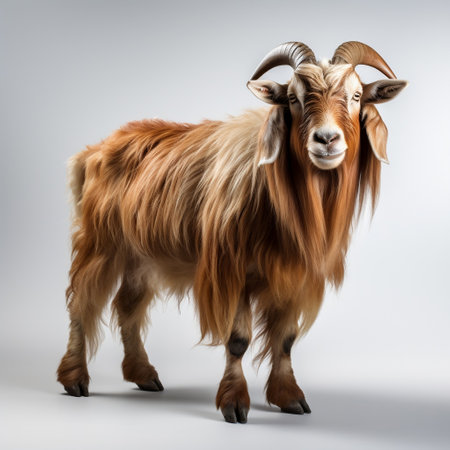 A Realistic Portrait of a Brown Goat on Whiteの素材