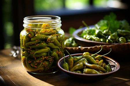 Jar of Pickled Green Chili Peppersの素材