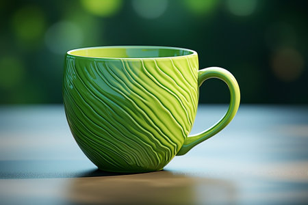 Profile View of a Green Coffee Cupの素材