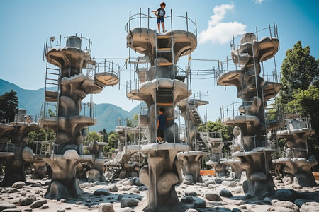 Playground Exploration Kid Climbing Alpine Grid.の素材