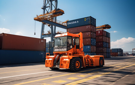 Port Logistics with Forkliftの素材