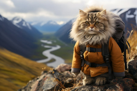 An endearing cat wandering in the distant Arctic wilds.の素材