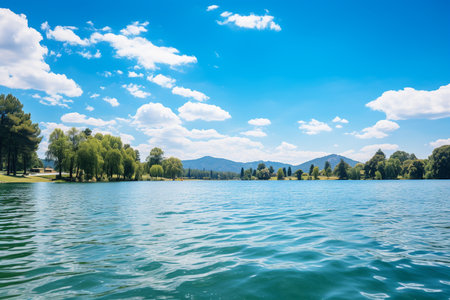 Breathtaking Scene of Banyoles Lake in Gerona Catalonia Spain.の素材