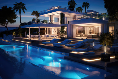 Villa Pool Exterior Shot in Photorealism.の素材