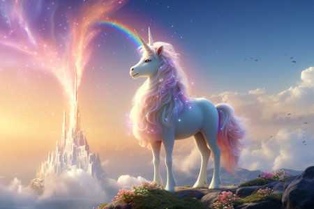 Character s Distinctive Trait Sparkling White Fur Mane Unicorn .の素材