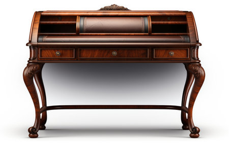 Tambour Desk Isolated on a White Backgroundの素材