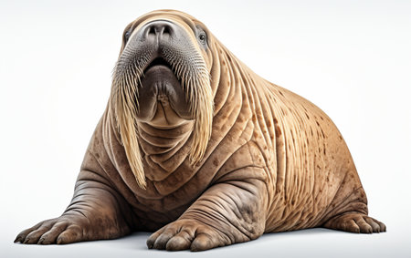 Beautiful Walrus Isolated on White Background.の素材