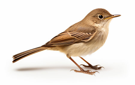 Melodious Common Night Brown Bird Sitting Isolated on White Backgroundの素材