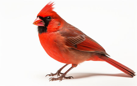 Northern Cardinal Red Bird Isolated on White Background.の素材