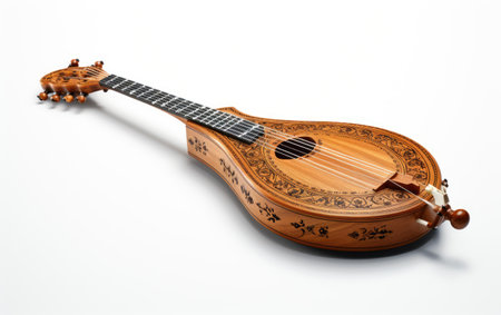 Sitting Brown Baglama Isolated on White Background.の素材