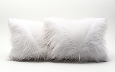 Comfort White Feather Pillow Isolated on White Background.の素材