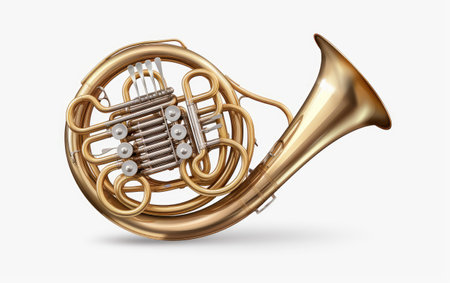 Stunning Golden Flugelhorn Isolated on White Background.の素材
