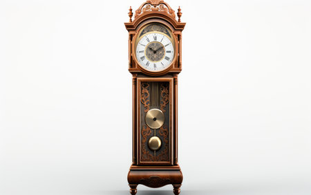 Beautiful Grandfather Clock Isolated on White Background.の素材