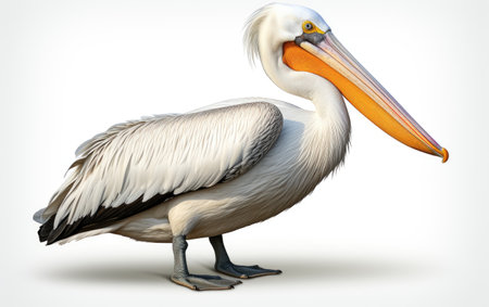 Beautiful Pelican Duck Isolated on White Background.の素材