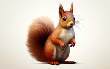 Standing Red Squirrel Isolated on White Background.の素材