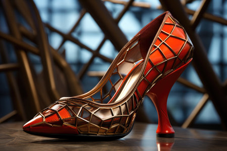 Women's High-Fashion Shoe with Architectural Flair.の素材