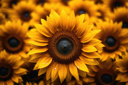 Sunflower Head in a Sea of Sunflowers.の素材