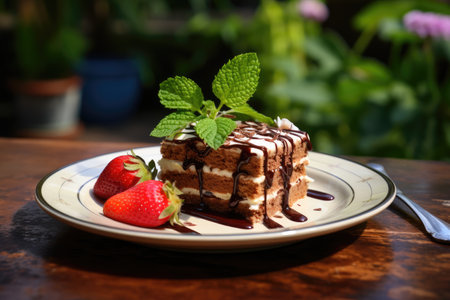 Decadent Chocolate-Strawberry Cake Slice.の素材