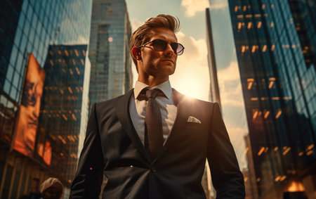 A Determined Urban Businessman in Formal Attireの素材
