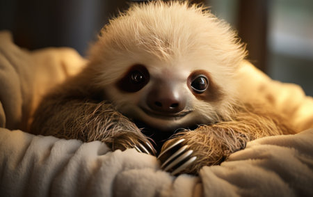 Adorable Baby Sloth in Stock Photo..の素材