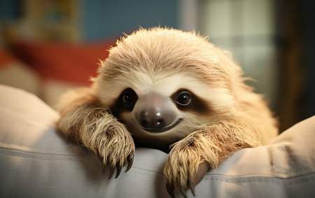 Charming Sloth Infant in Stock Photography..の素材