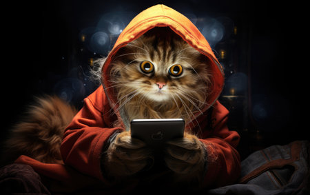 Cat and Smartphone - Stock Photo..の素材