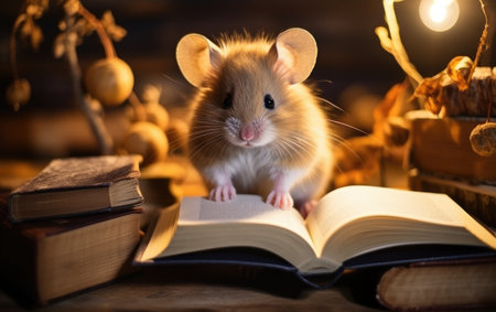 Fancy Pet Rat with Festive reading..の素材