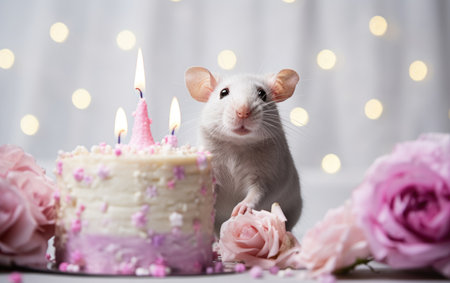 -Scale Stock Photography: Fancy Pet Rat and Cake..の素材