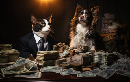 Image of Banking Pets: Dog and Cat..の素材