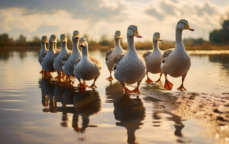 Scale Image of Ducks Marching Together..の素材