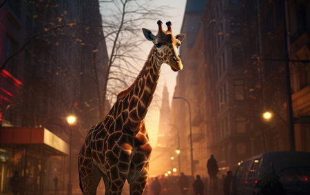 Giraffe on the Street.の素材