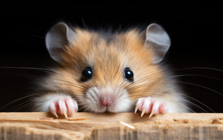 Cute Hamster Hiding Eyes Behind Paws.の素材