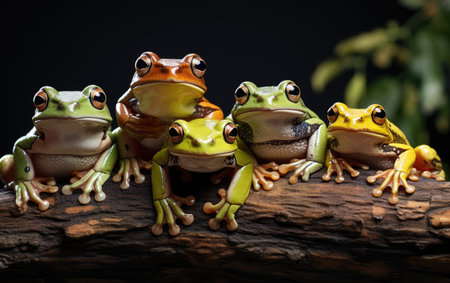 Vibrant Tree Frog Group.の素材